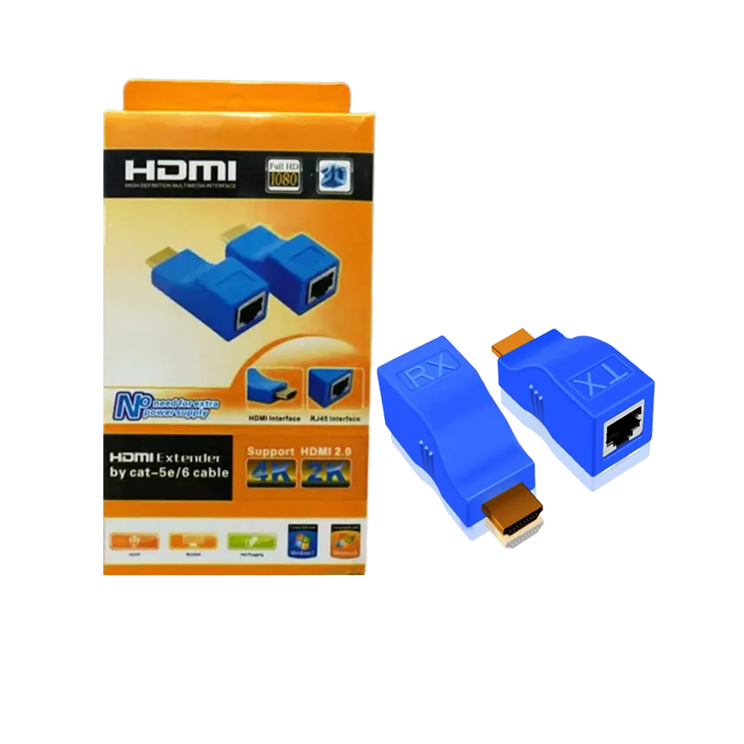 High Quality HDMI Extender Over Rj45 Cat-5e/6 Cable 4K HD - Blue