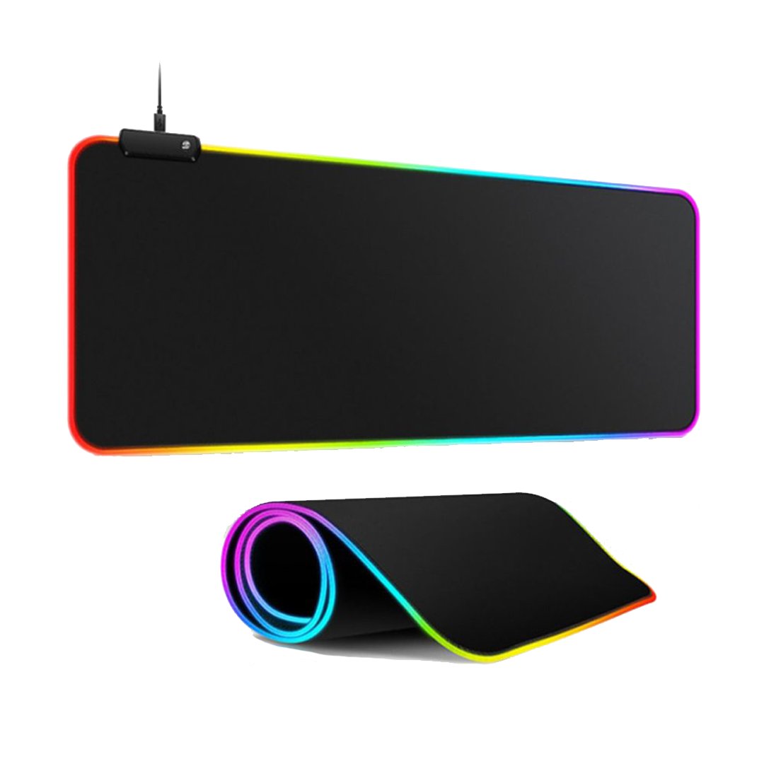 GENERIC LED Luminous Gaming Mouse Pad RGB Oversized Glowing Keyboard Mat - black