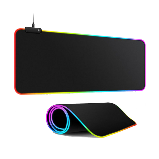 GENERIC LED Luminous Gaming Mouse Pad RGB Oversized Glowing Keyboard Mat - black