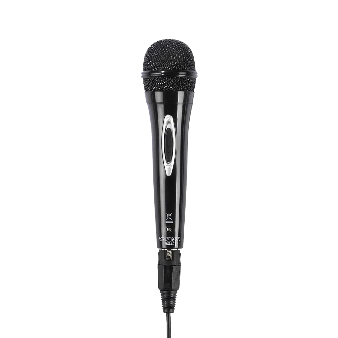 Vivanco DM40 Dynamic Microphone With Integrated Windscreen - Black