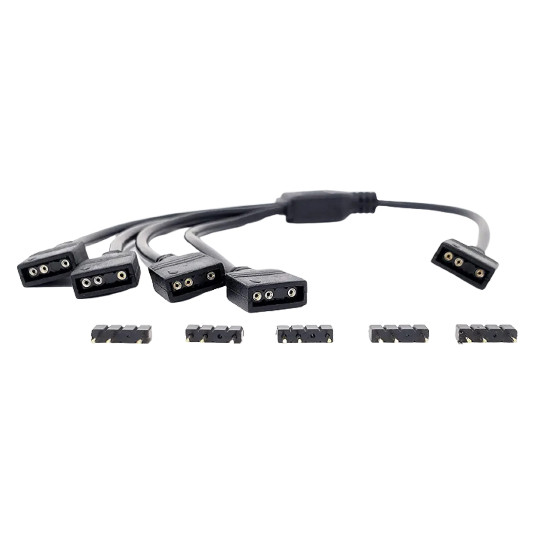 Micro Connectors 3-Pin Addressable RGB (ARGB) 1 to 4 Splitter Cable With Male Pins - 30cm