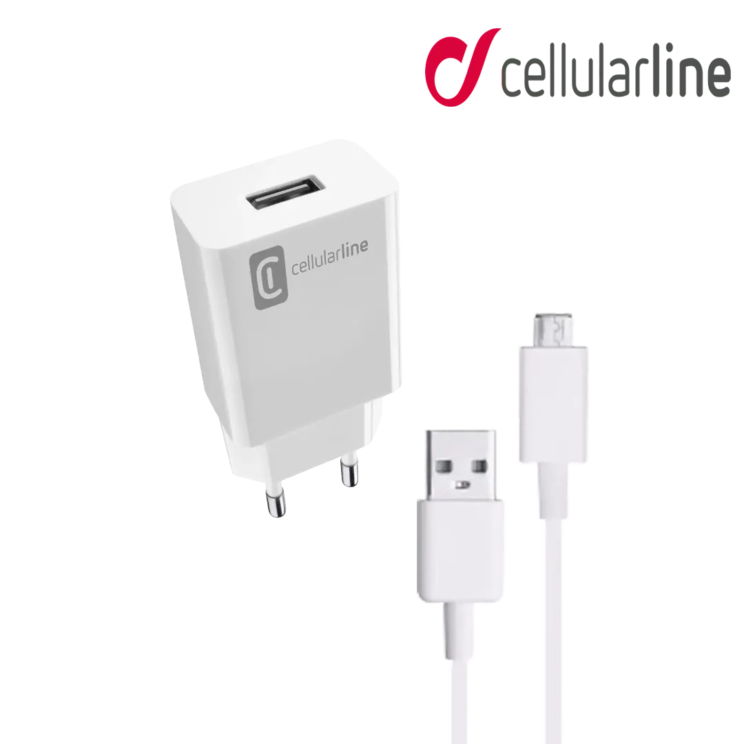 Cellularline 10W Fast Charger With Micro USB Cable - White