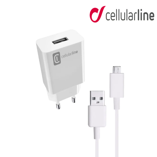 Cellularline 10W Fast Charger With Micro USB Cable - White