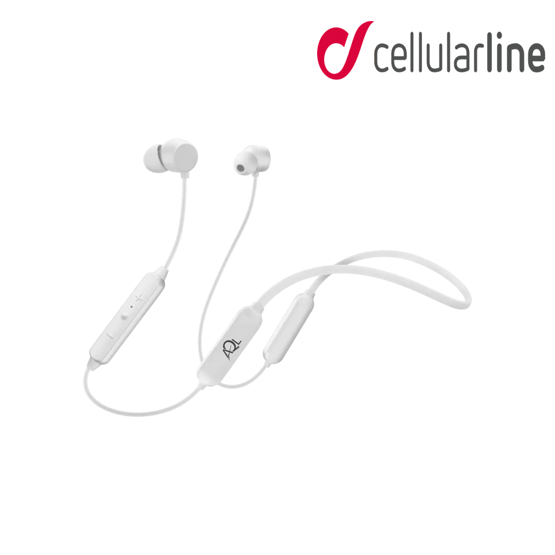 Cellularline Collar Flexible Wireless In-Ear Neckband Earphones - White