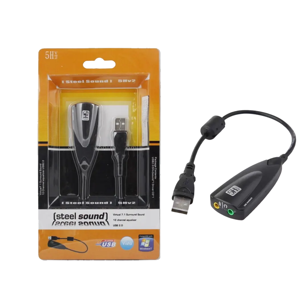 STEEL SOUND 5H V2 USB 7.1 Channel Sound Adapter External Sound Card - Black