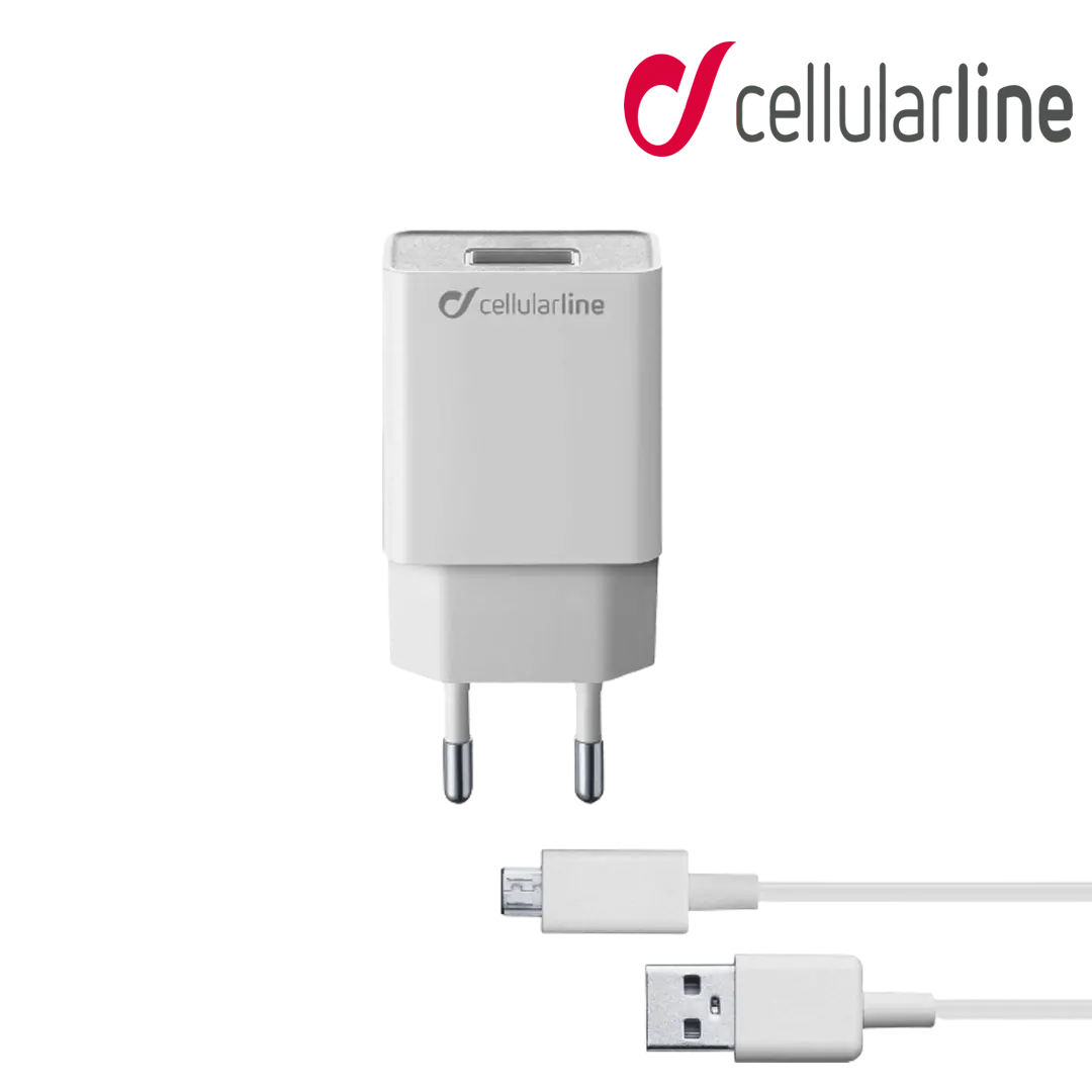 Cellularline 5W Wall Charger With Micro USB Cable - White