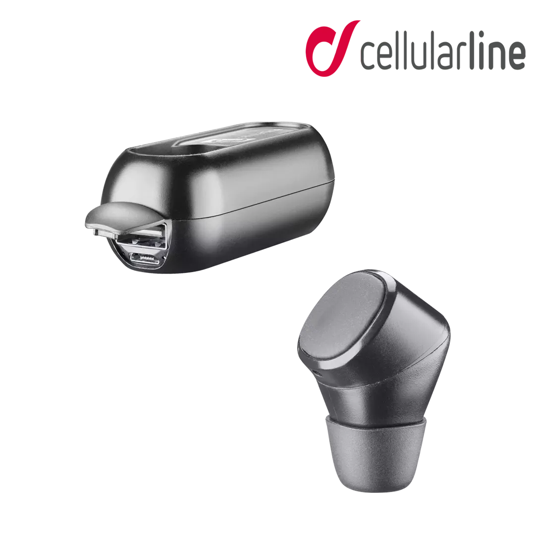 CELLULARLINE Power Mini Headset In-Ear Earphones With Charging Case (Black)